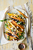 Roasted carrots with lime sauce and feta cream