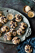 Oriental tahini cookies with pistachios, almonds and walnuts