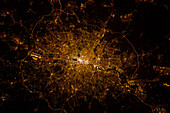 London, UK at night, satellite image