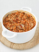 Pork with rice and tomatoes