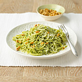 Angel hair pasta with pesto