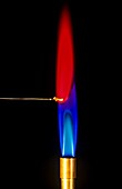 Lithium chloride burns with a bright crimson flame