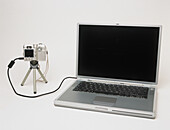 Digital camera attached to laptop