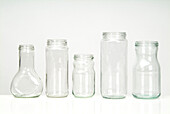 Empty jars arranged in a row