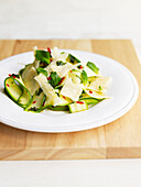 Courgette and cheese salad with chilli and herbs