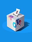 Social media and elections, conceptual illustration
