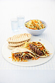 Lamb koftas and salad in pitta bread