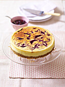 Blueberry ripple cheesecake