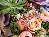 Succulents and roses flower arrangement