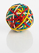 Ball of coloured rubber bands