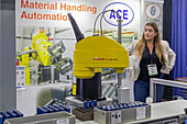 Material handing robot at an expo
