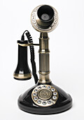 Black and silver candlestick style telephone