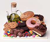 Candies, cakes, and oils