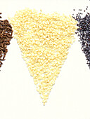 Triangle of white sesame seeds