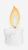 Flame and melting white candle wax, illustration