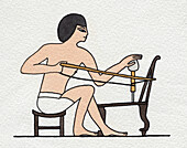 Ancient Egyptian boring hole in wood, illustration