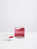 Creating layered cubes filled with red and pink gravel