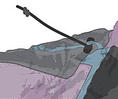 Locking mechanism on sleeping bag, illustration
