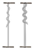 Two strand and four strand wire snare, illustration