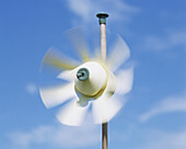 Plastic windmill spinning in the wind