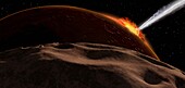 Comet impact on Mars, illustration