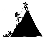 People working together to climb a mountain, illustration