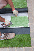 Artificial turf being laid