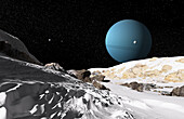 Uranus seen from Umbriel, illustration
