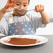 Sieving chocolate powder