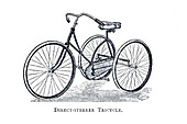 Direct steerer tricycle, 19th century illustration