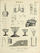 Pumps and siphons, 19th century illustration