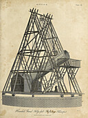 Herschel's 40 foot reflecting telescope, illustration