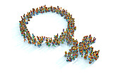 People arranged in gender symbol, illustration