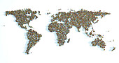 People forming world map, illustration