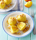 Potato dumplings with apricots Peach Stuffed Potato Dumplings