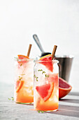 Trendy summer drinks with grapefruit and rosemary