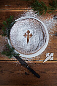 Tarta de Santiago (almond tart, Spain) with St James' cross