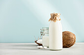 Coconut products set - milk, oil, fresh coconut