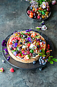 A berry tart with cream