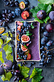 Blueberry cake with autumn fruit