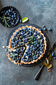 Blueberry pie with rosemary custard cream