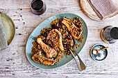 Moroccan Spiced Lamb Chops on Lentil and Beetroot Salad
