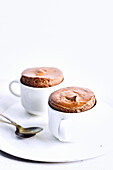 Chocolate souffle in two cups