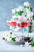 Raspberry cocktails with a splash