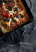 Puff pastry tart with tomatoes and mozzarella