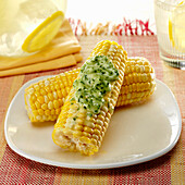 Sweet corn with parsley chive compound butter