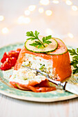 Cream cheese and salmon terrine