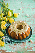 Easter cake with white chocolate icing