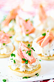 Blinis with hot-smoked trout