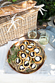 Onion and cheese tartlets for a picnic